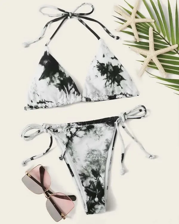 Halter Tie Dyed Mini Bikini Sets