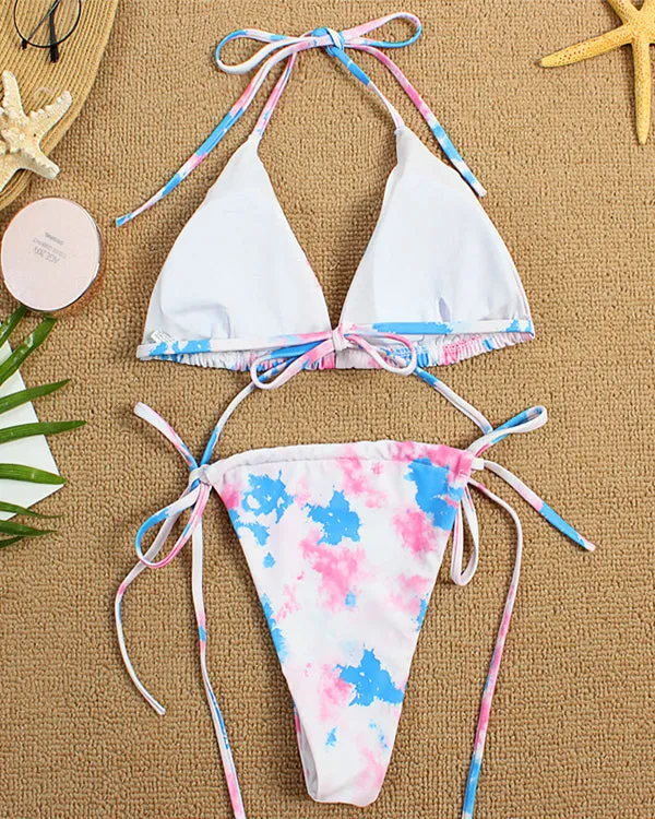 Halter Tie Dyed Mini Bikini Sets