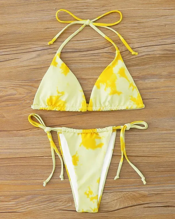 Halter Tie Dyed Mini Bikini Sets