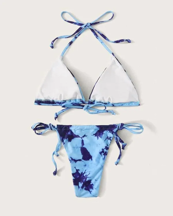 Halter Tie Dyed Mini Bikini Sets