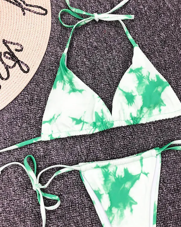 Halter Tie Dyed Mini Bikini Sets