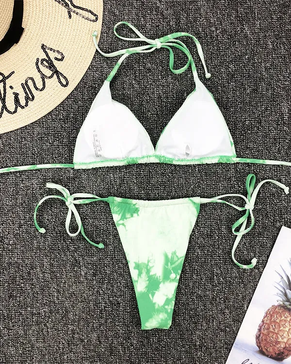 Halter Tie Dyed Mini Bikini Sets
