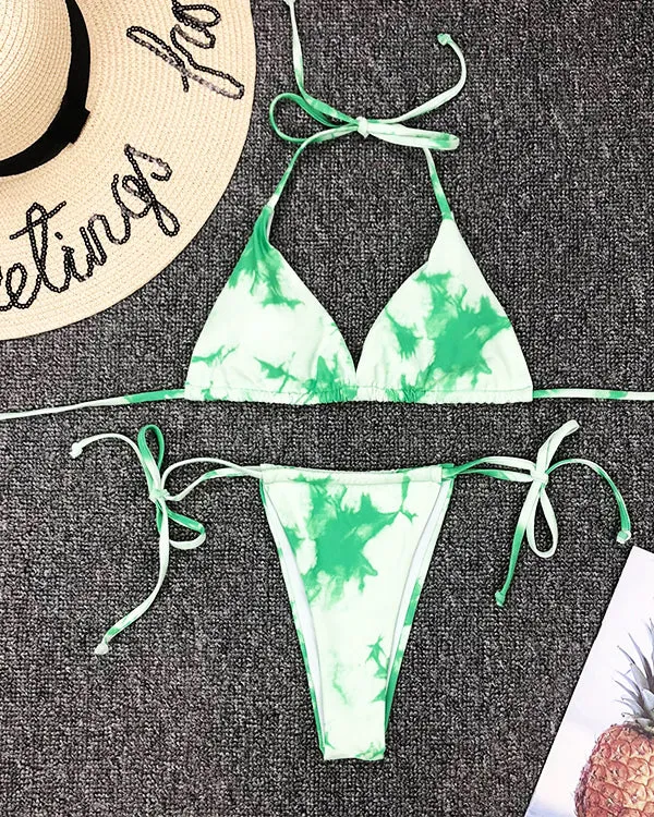 Halter Tie Dyed Mini Bikini Sets
