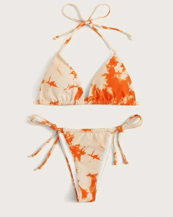 Halter Tie Dyed Mini Bikini Sets