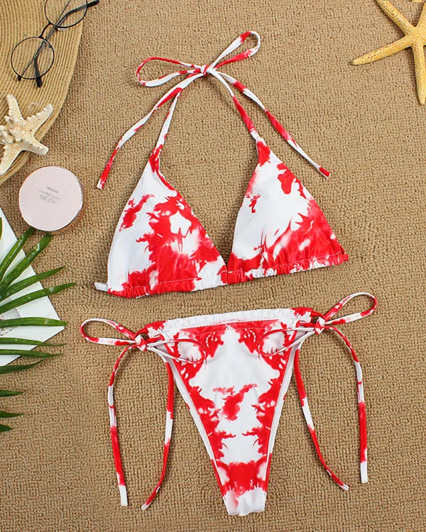 Halter Tie Dyed Mini Bikini Sets