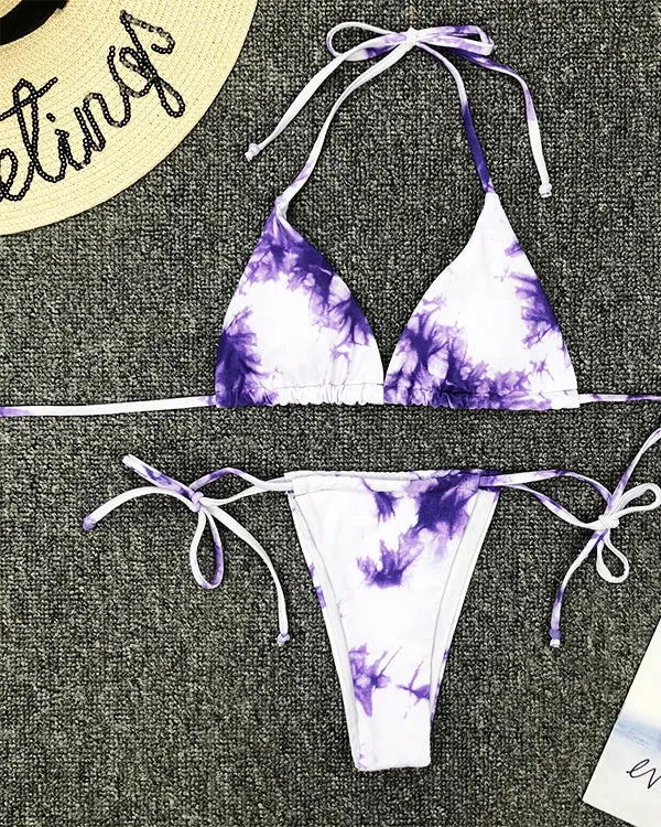 Halter Tie Dyed Mini Bikini Sets