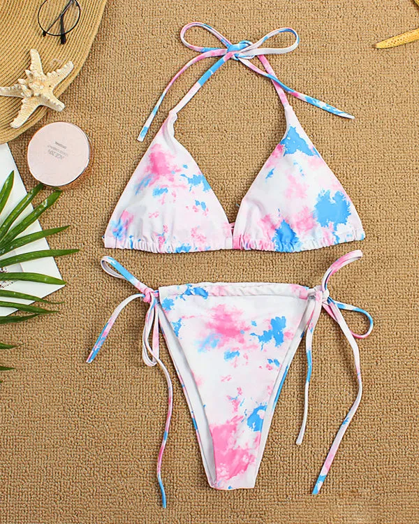 Halter Tie Dyed Mini Bikini Sets
