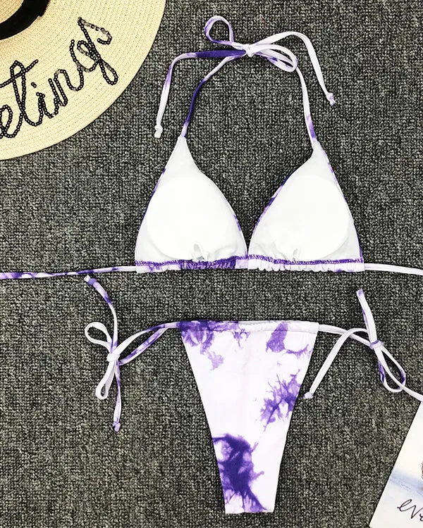 Halter Tie Dyed Mini Bikini Sets