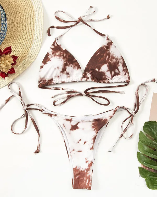 Halter Tie Dyed Mini Bikini Sets