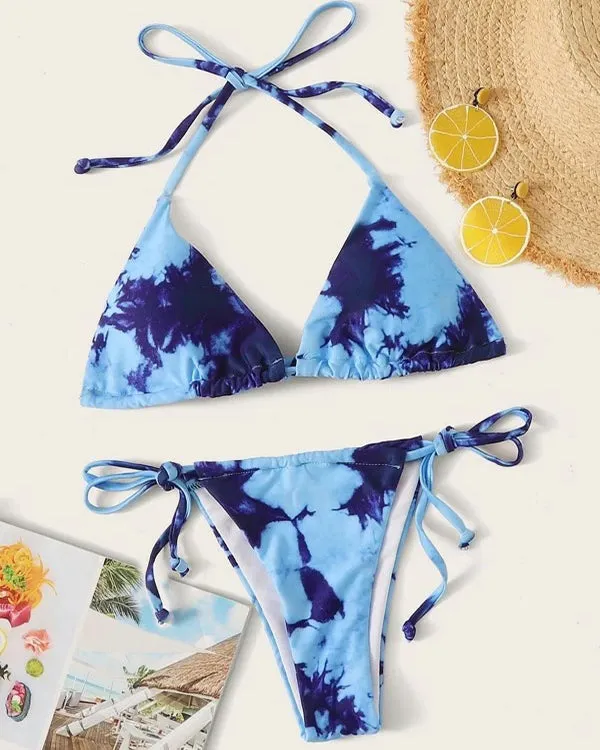 Halter Tie Dyed Mini Bikini Sets