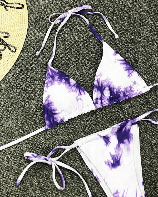 Halter Tie Dyed Mini Bikini Sets