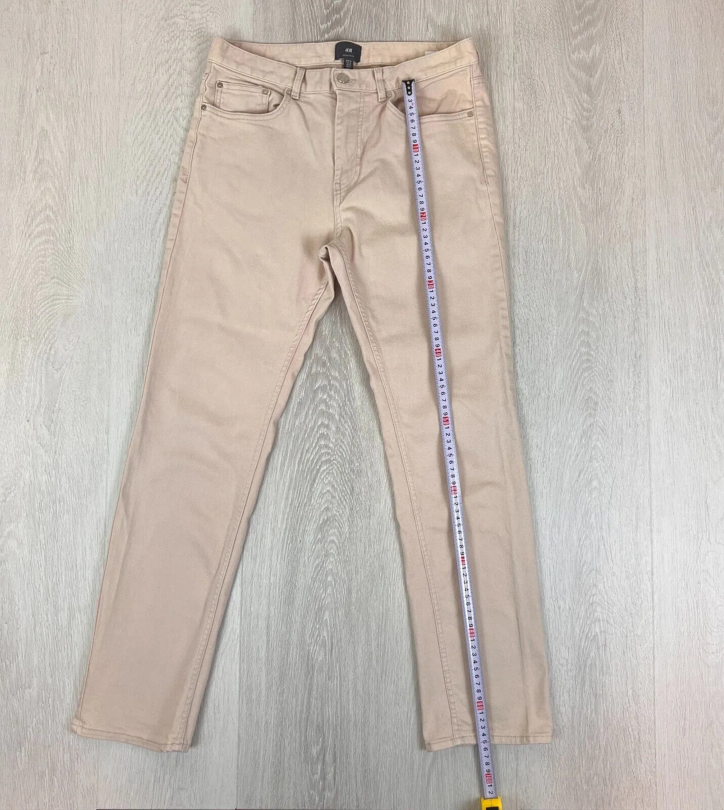 H&M Mens Straight Regular Fit Beige Denim Jeans Size 31