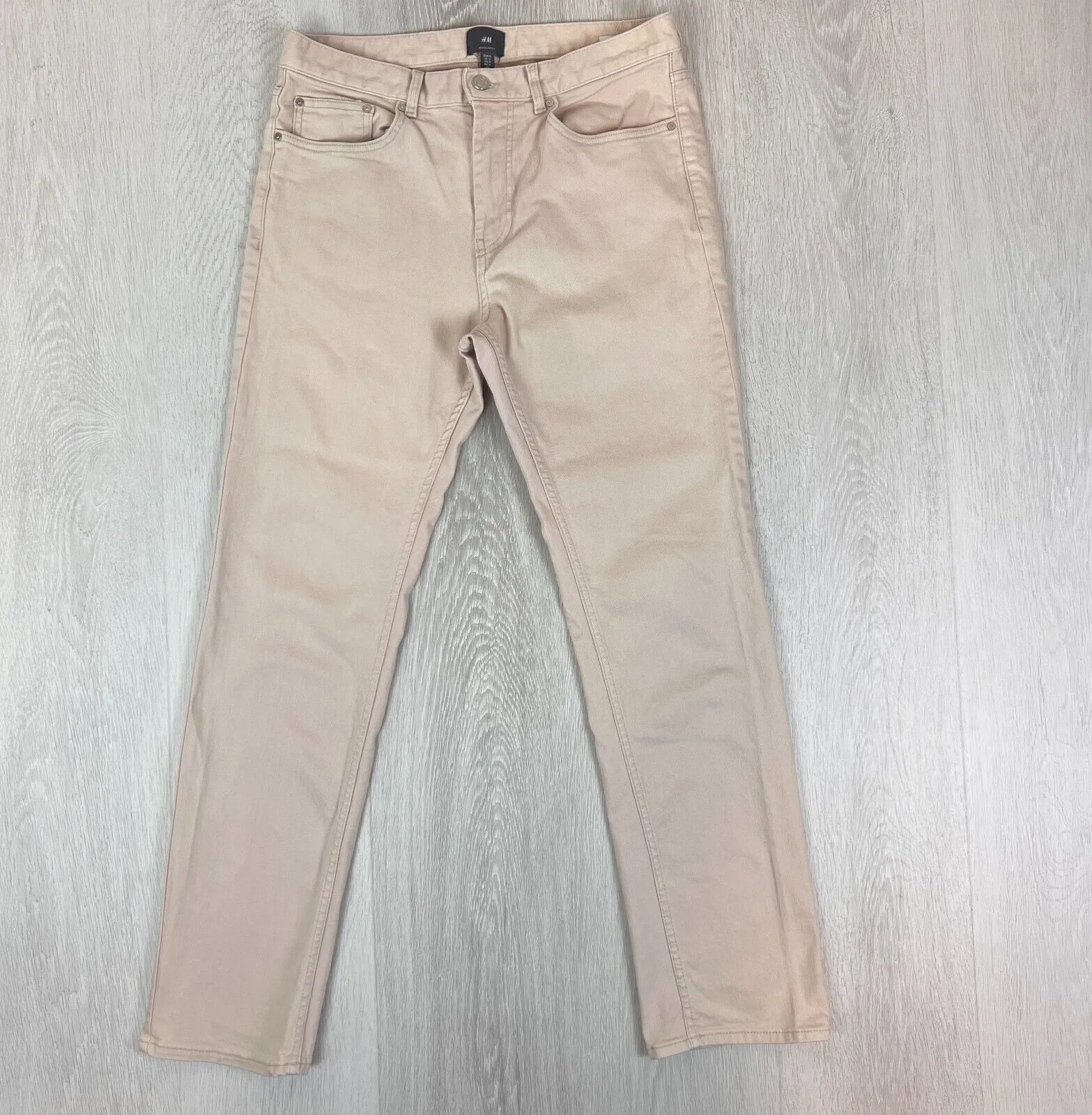 H&M Mens Straight Regular Fit Beige Denim Jeans Size 31