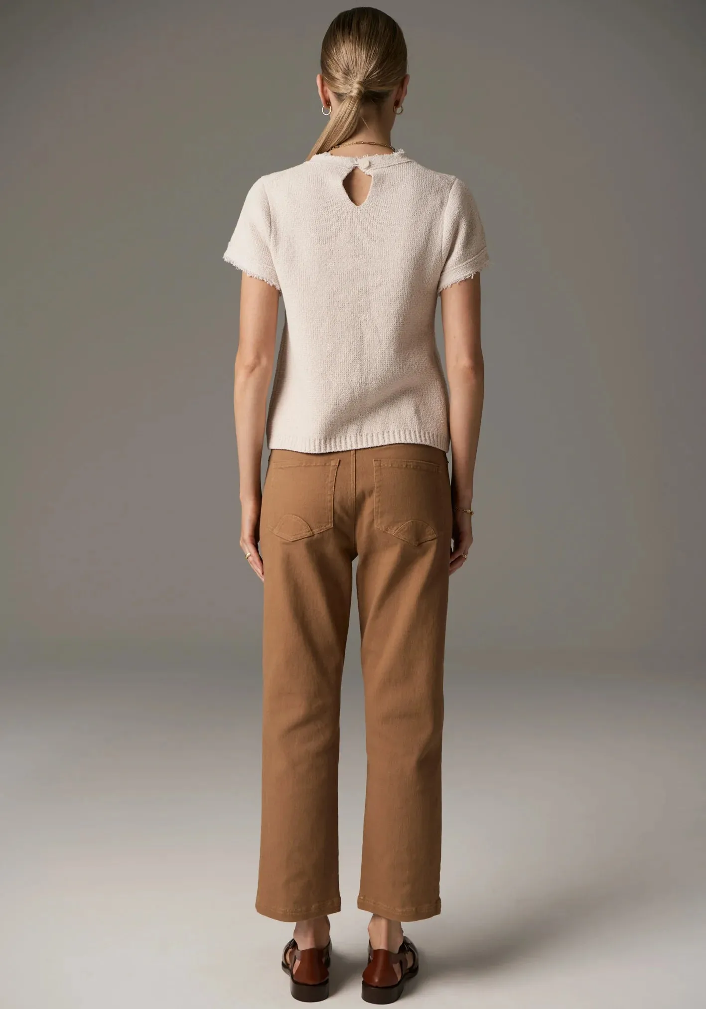 Harper Straight Leg Cropped Jean - Toffee