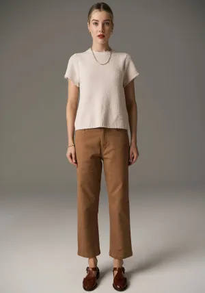 Harper Straight Leg Cropped Jean - Toffee