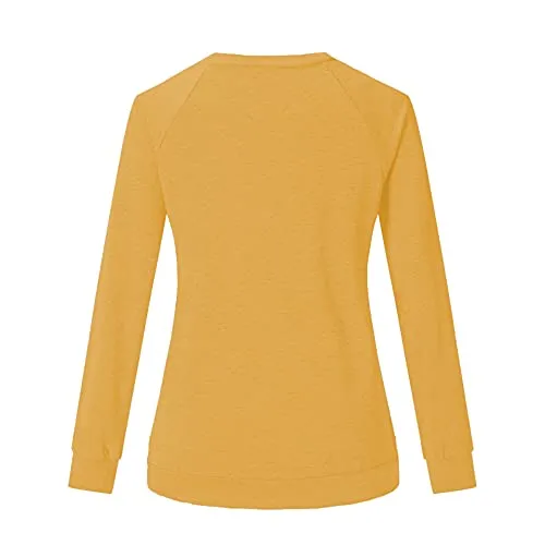Heymiss Womens Tops Dog Mom Shirt Long Sleeve O Neck Letter Print Sweatshirts Orange S