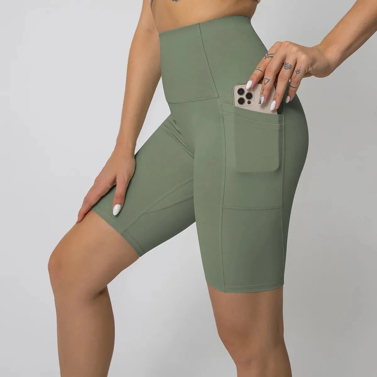 High Waist Yoga Shorts for Women - Tummy Control Athletic Workout Running Shorts