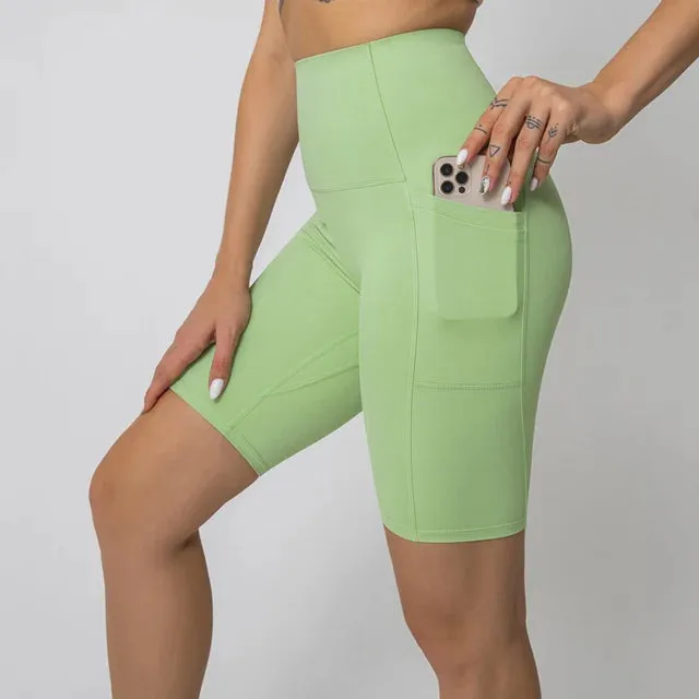 High Waist Yoga Shorts for Women - Tummy Control Athletic Workout Running Shorts