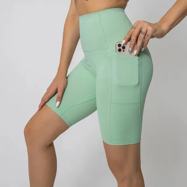 High Waist Yoga Shorts for Women - Tummy Control Athletic Workout Running Shorts
