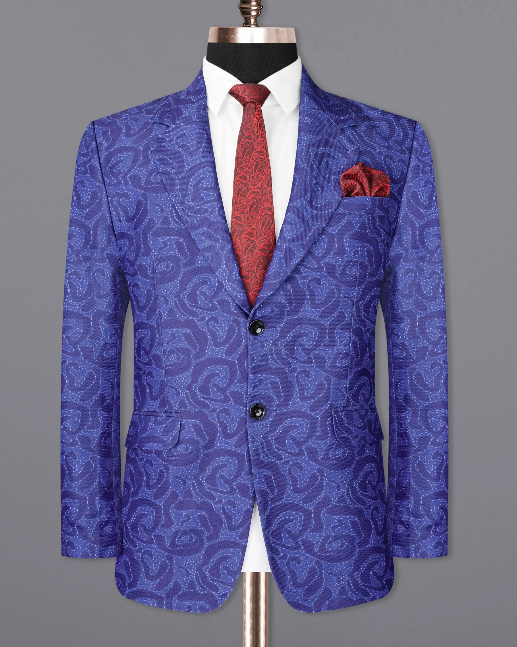 Indigo with Scampi Blue Camouflage Designer Blazer