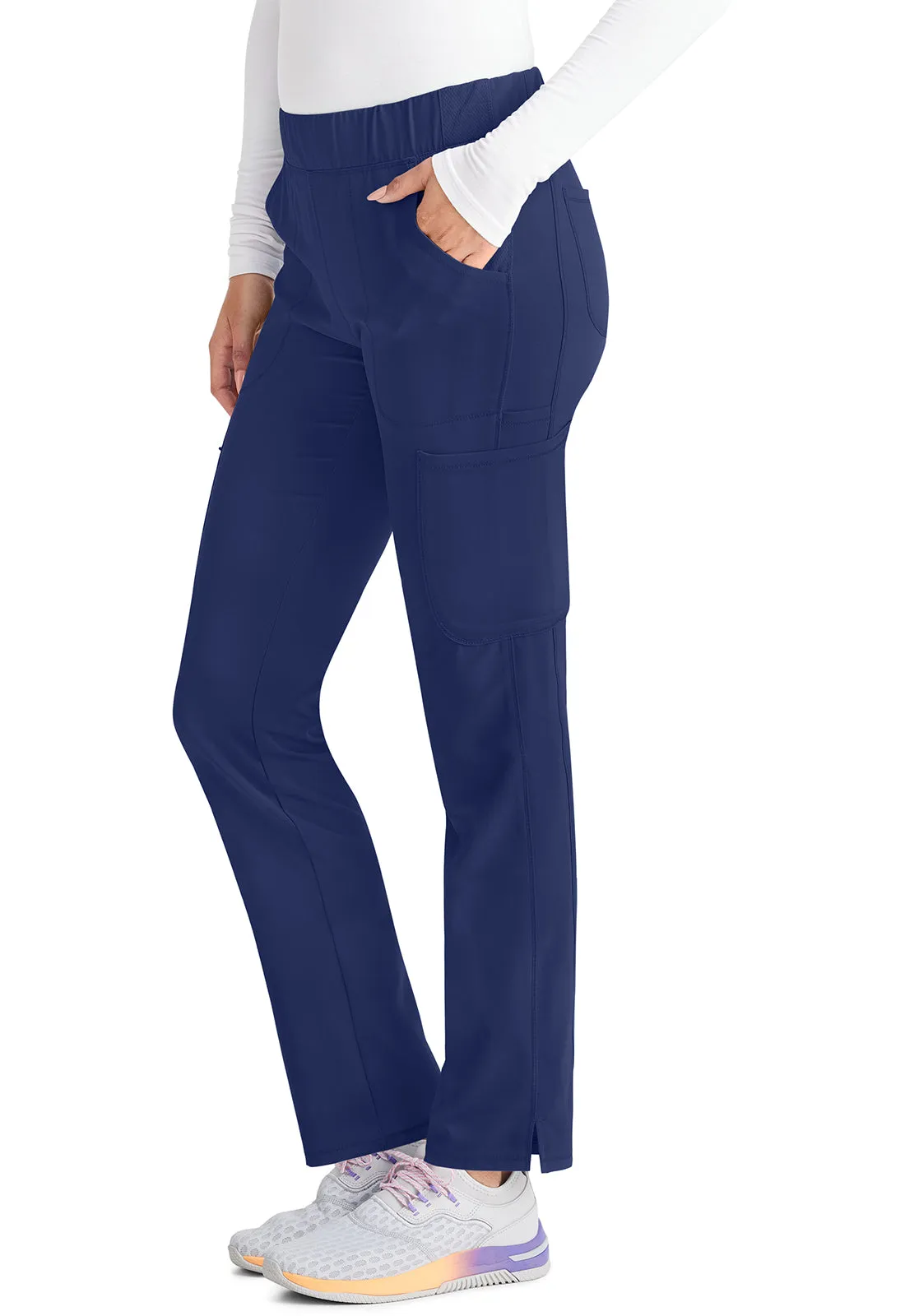 Inspira Flex IP121A Mid Rise Pull-On Straight Leg Cargo Pants Navy