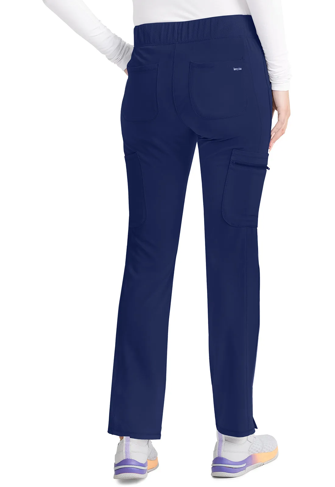 Inspira Flex IP121A Mid Rise Pull-On Straight Leg Cargo Pants Navy