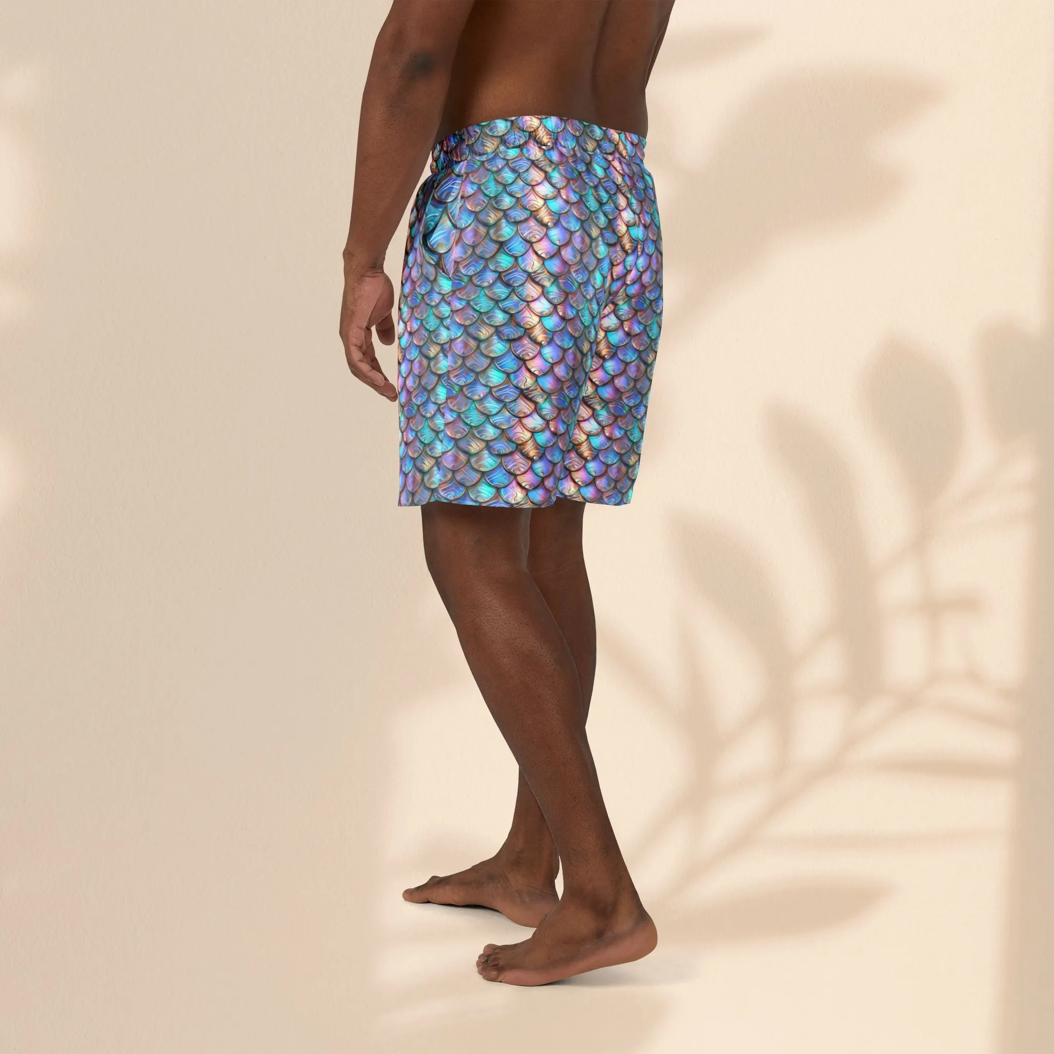 Iridescent Mermaid Scale Unisex Swim Shorts - Beach Ready Swimwear