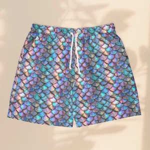 Iridescent Mermaid Scale Unisex Swim Shorts - Beach Ready Swimwear