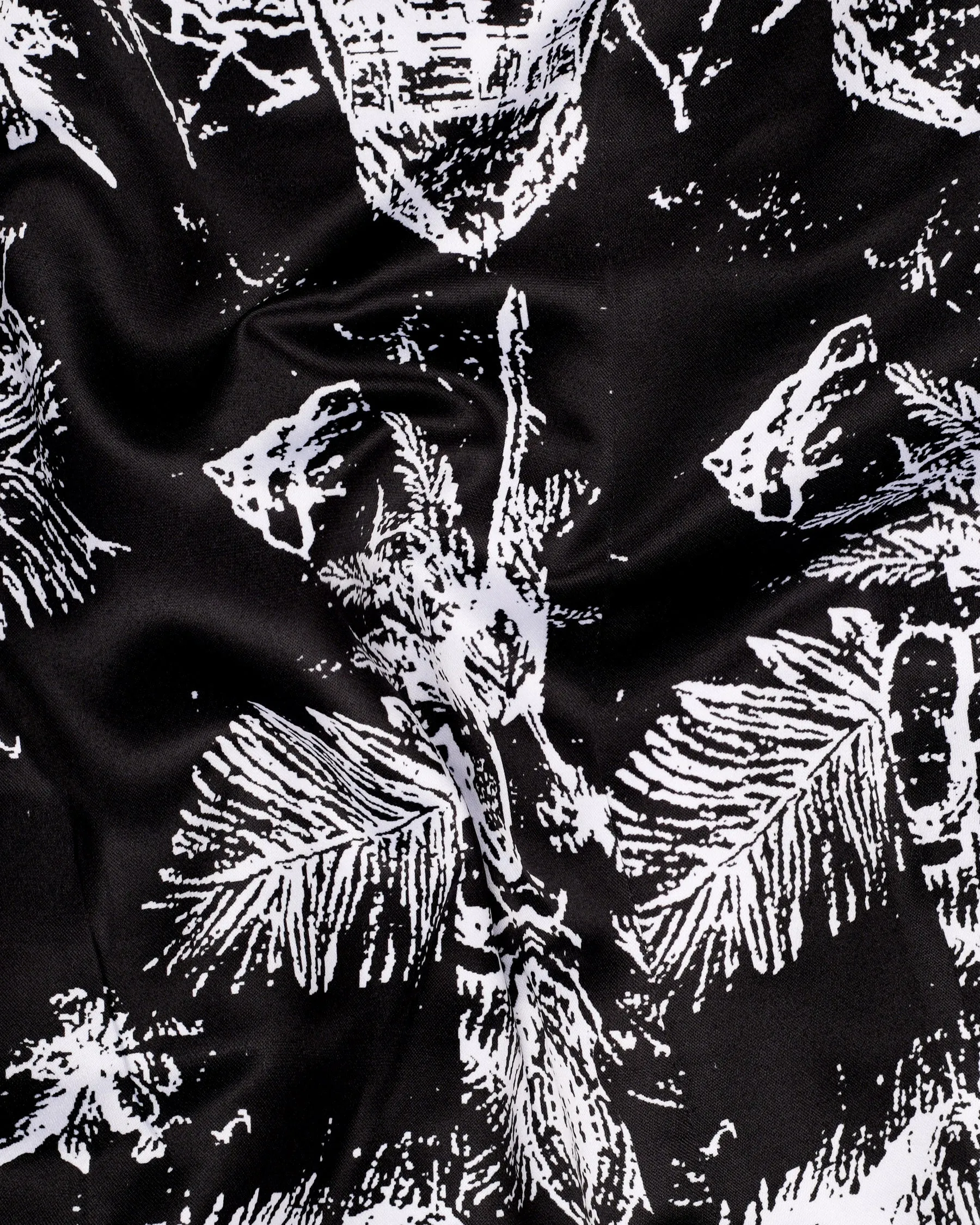 Jade Black with White Beach Print Super Soft Designer Nehru Jacket