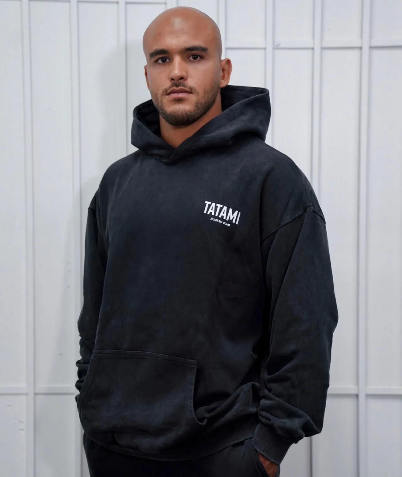 JJ Club Oversized Stonewashed Cotton Hoodie - Grey