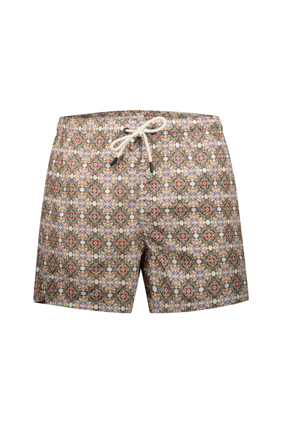 Kaleidoscope Print Swim Shorts In White