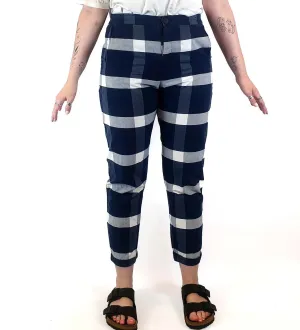 Kowtow blue and white check print pants size M