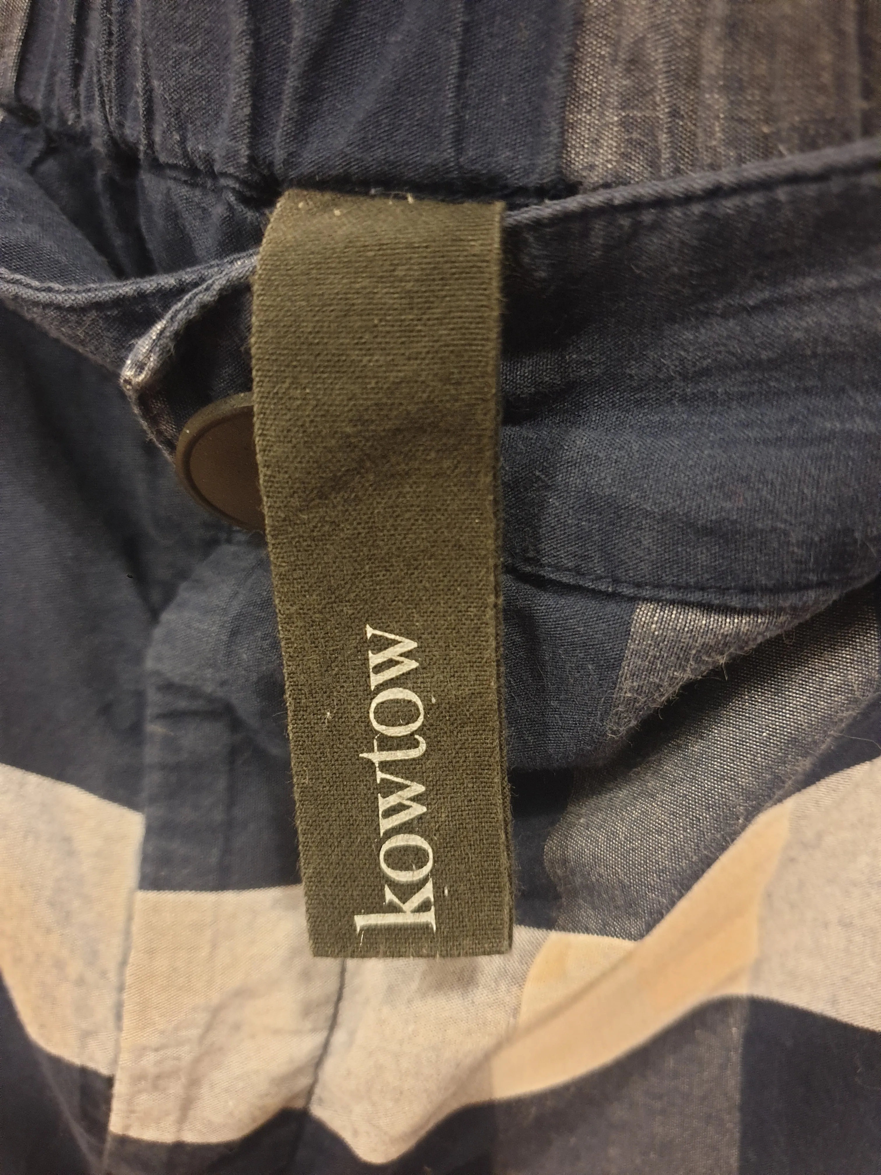 Kowtow blue and white check print pants size M