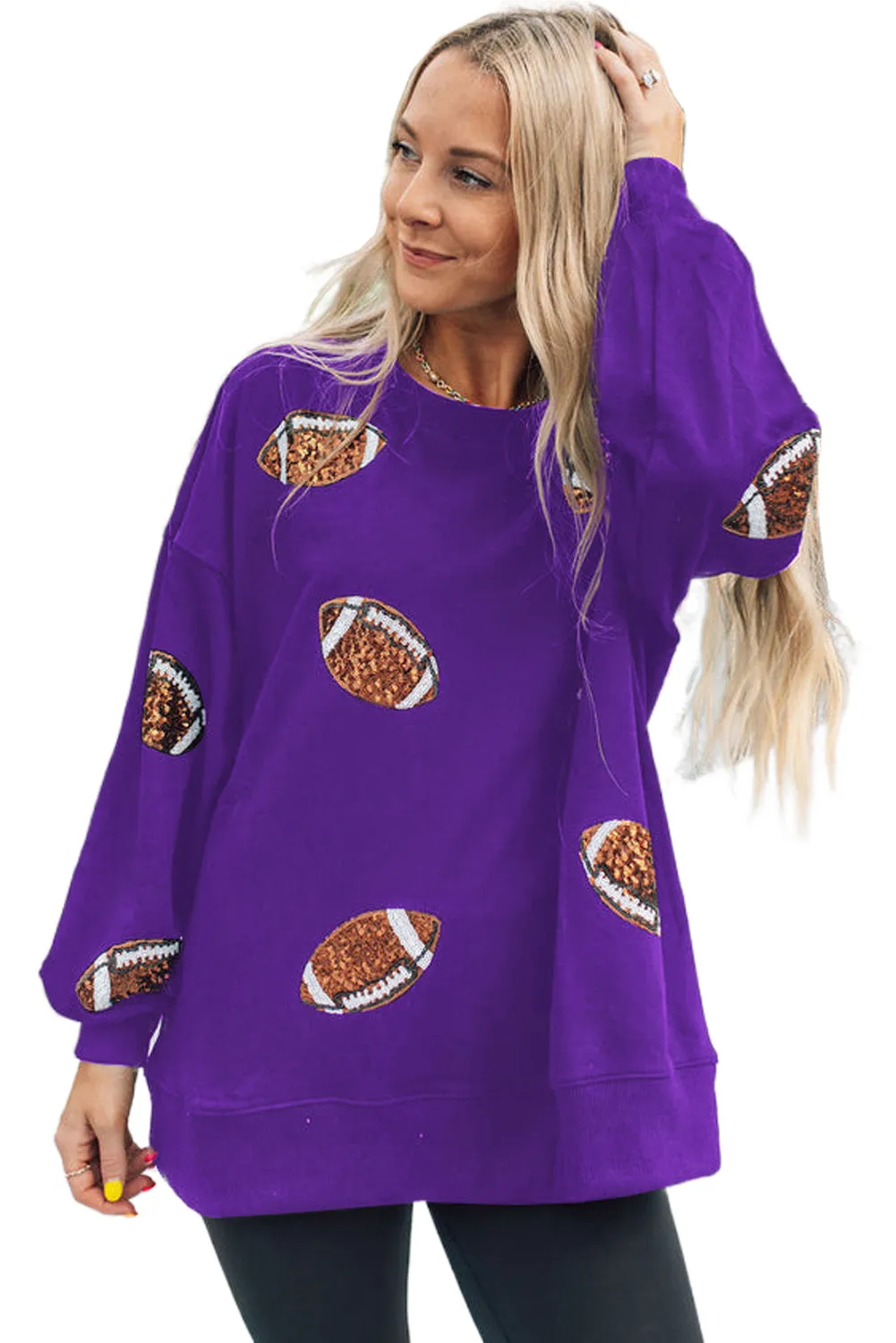 Kyoho Grape Sequin Rugby Graphic Pullover Sweatshirt