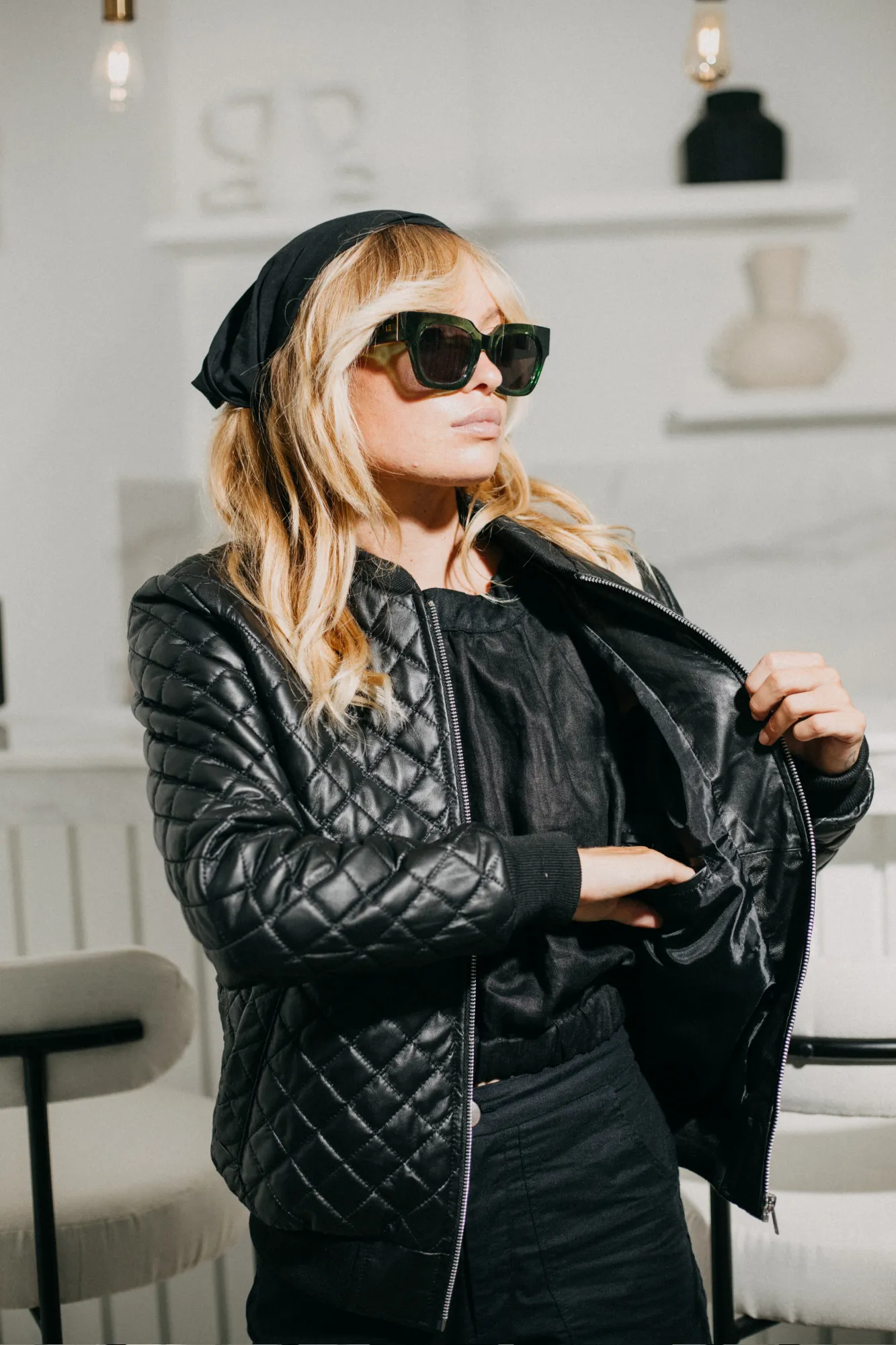 'Leni' Ladies Leather Bomber Jacket