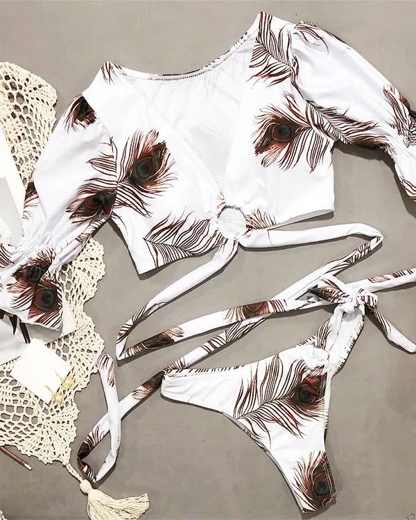 Leopard Print Lace Up Bikini Sets