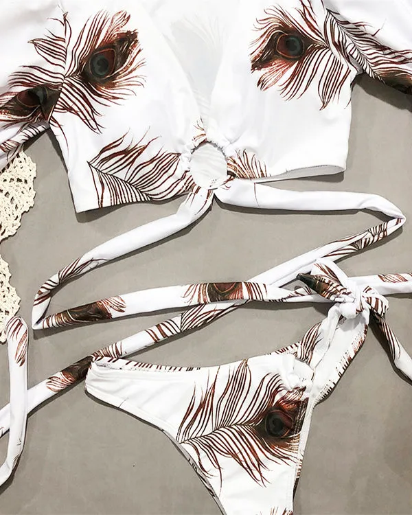 Leopard Print Lace Up Bikini Sets