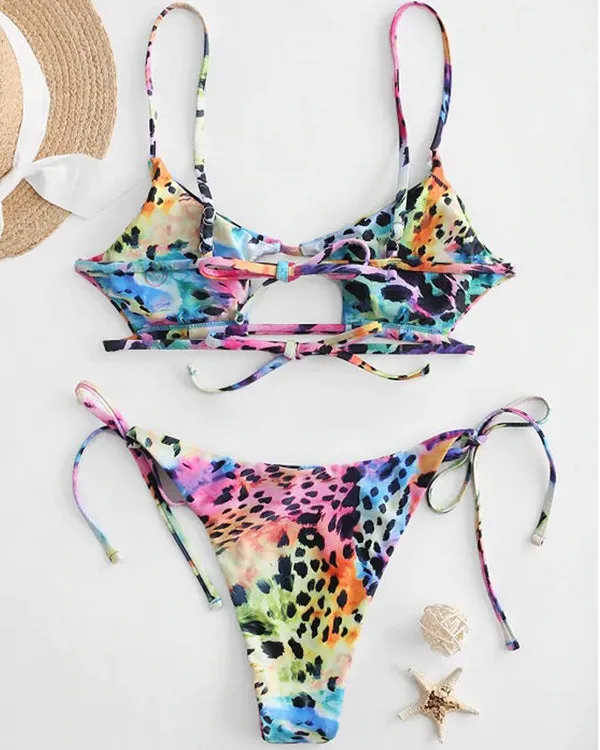 Leopard Tie Side Bikini Sets