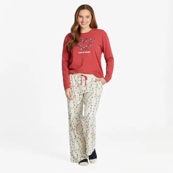 Life is Good Women's Twinkle Lights Pattern Snuggle Up Sleep Pant