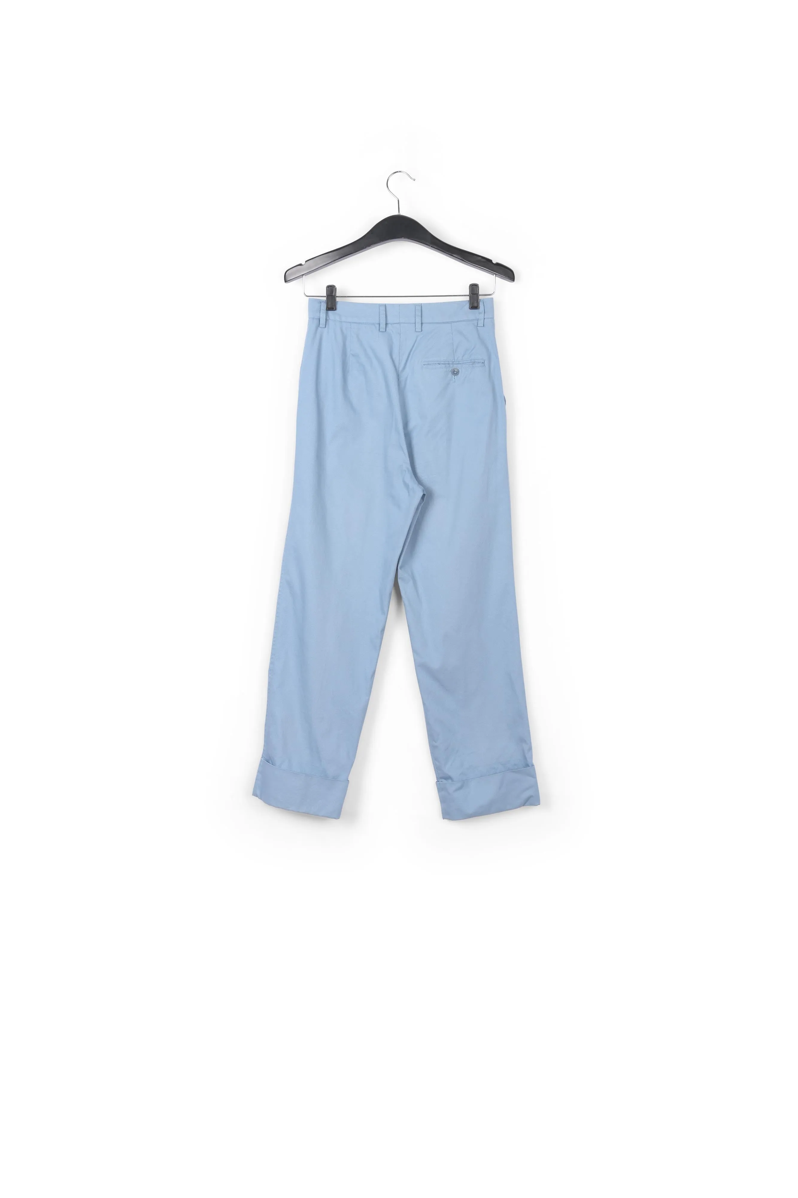 Light blue cotton-blend straight-leg pants