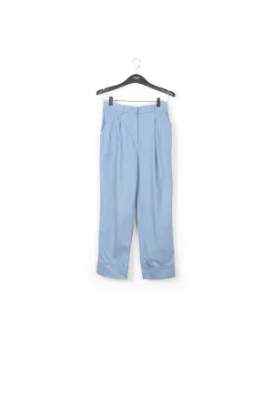 Light blue cotton-blend straight-leg pants