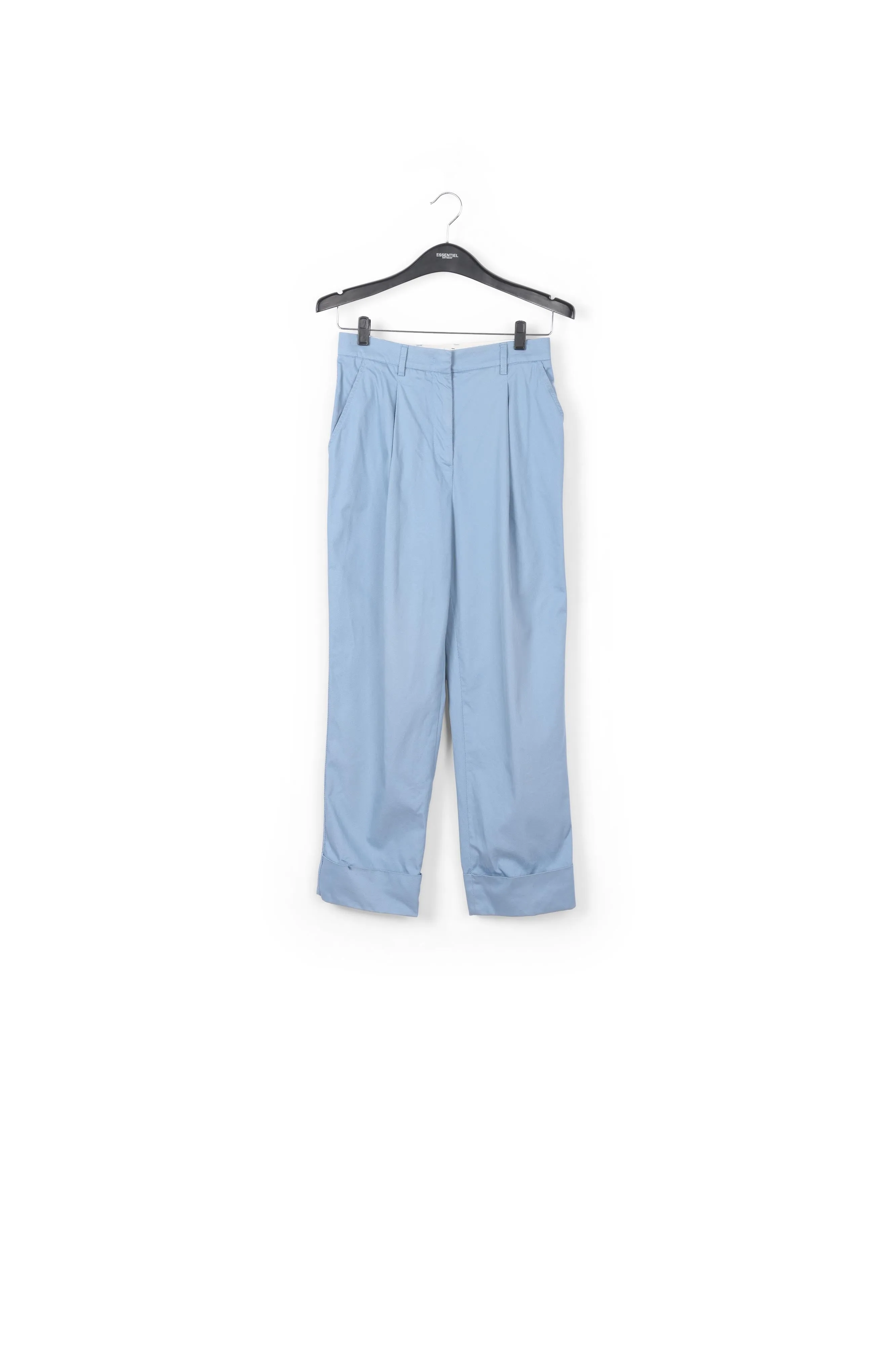 Light blue cotton-blend straight-leg pants