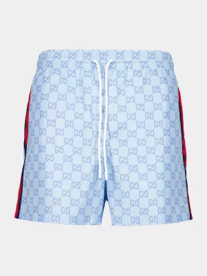 Light Blue GG Swim Shorts Nylon