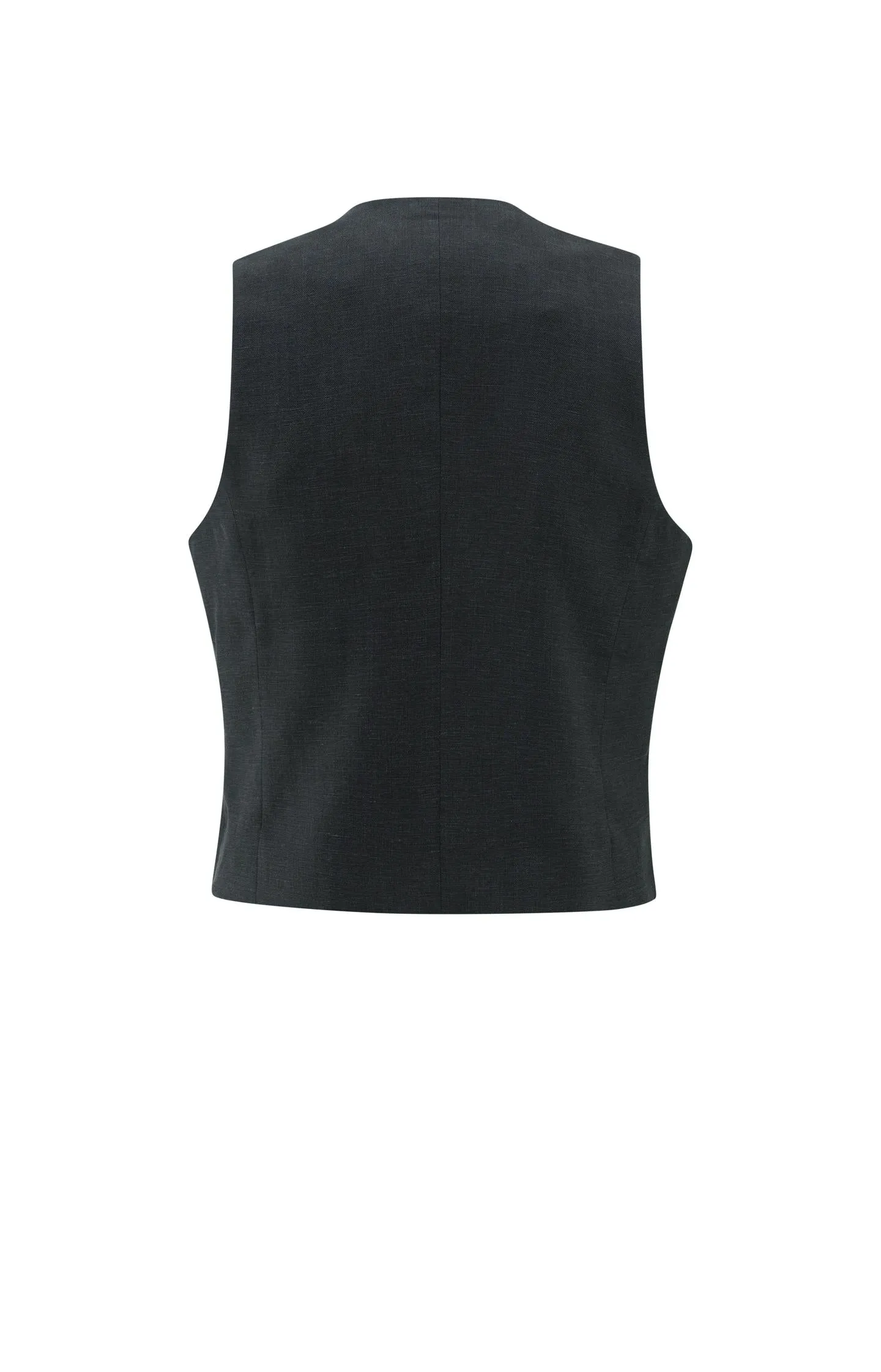 Linen blend gilet with button closure