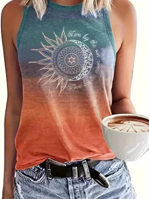 Live By The Sun Love By The Moon Ombre Tank Top