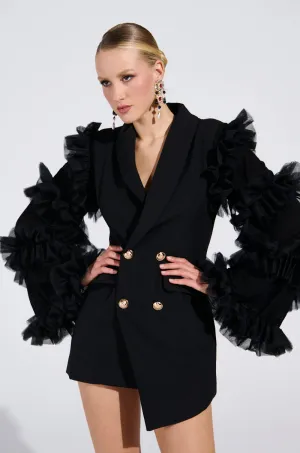 LIVING OVER THE TOP RUFFLE SLEEVE BLAZER MINI DRESS