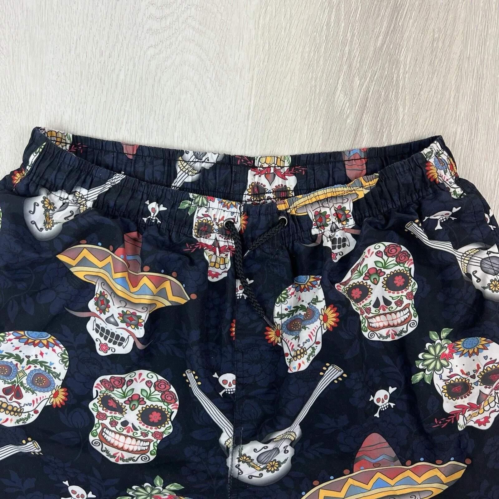 Lowes Mens Mexican Calavera Swim Shorts Boardies Beach Shorts Size XL