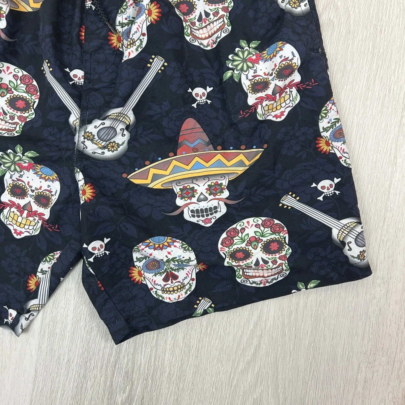 Lowes Mens Mexican Calavera Swim Shorts Boardies Beach Shorts Size XL