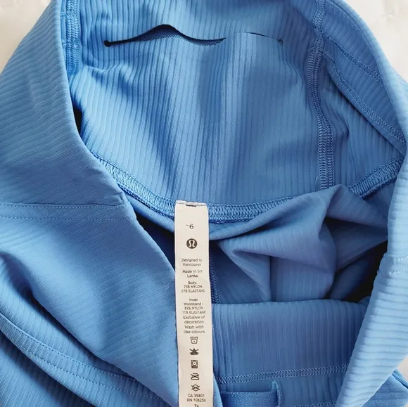 Lululemon Base Pace High-Rise Short *Ribbed Nulux in Blue Nile - Like New
