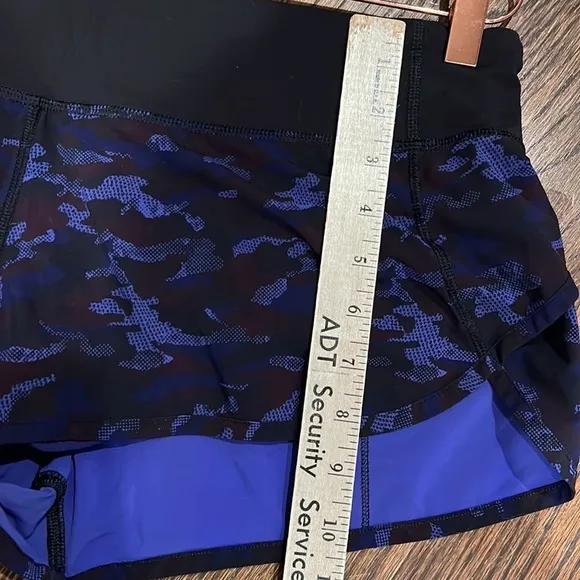 Lululemon blue /purple camo pattern running shorts. Size 10